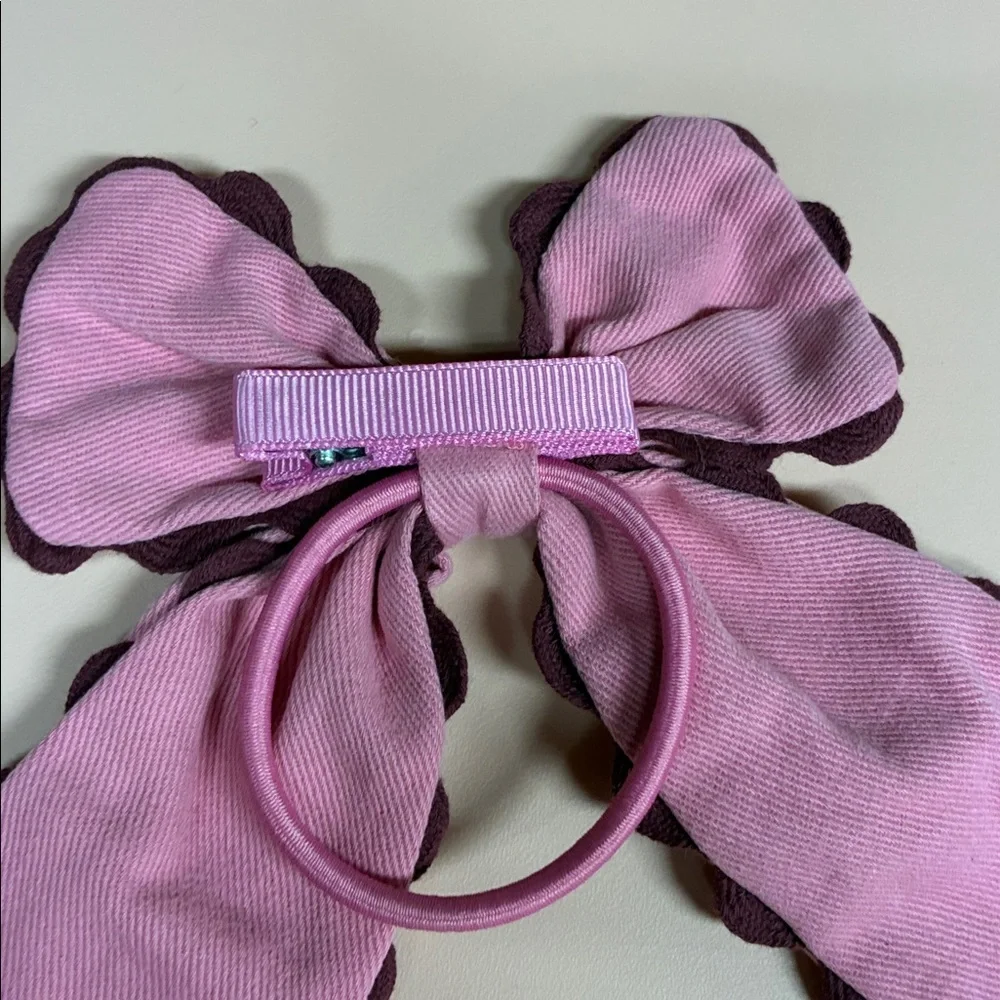 NWOT. Zara Kids Pink Elastic Hair Tie with Bow Appliqué and Bobby Pin.